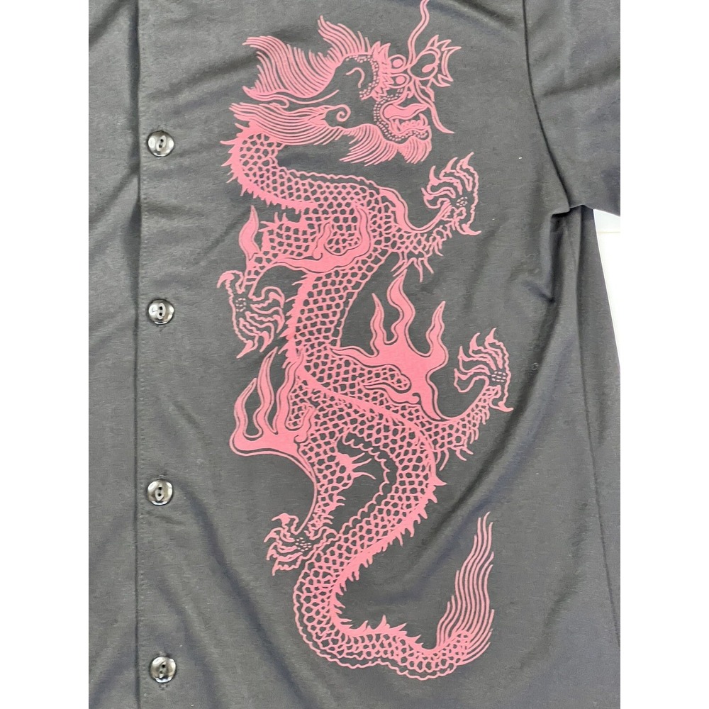 Dangerous Willie Shirt Dragon Men's M Black Short Sleeve Button Made in USA VTG - Picture 2 of 9